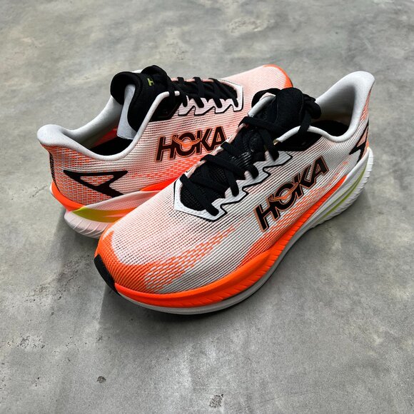 Hoka Mach X 3 Men\'s Running Shoes White Orange Black 1168720/WNG - New